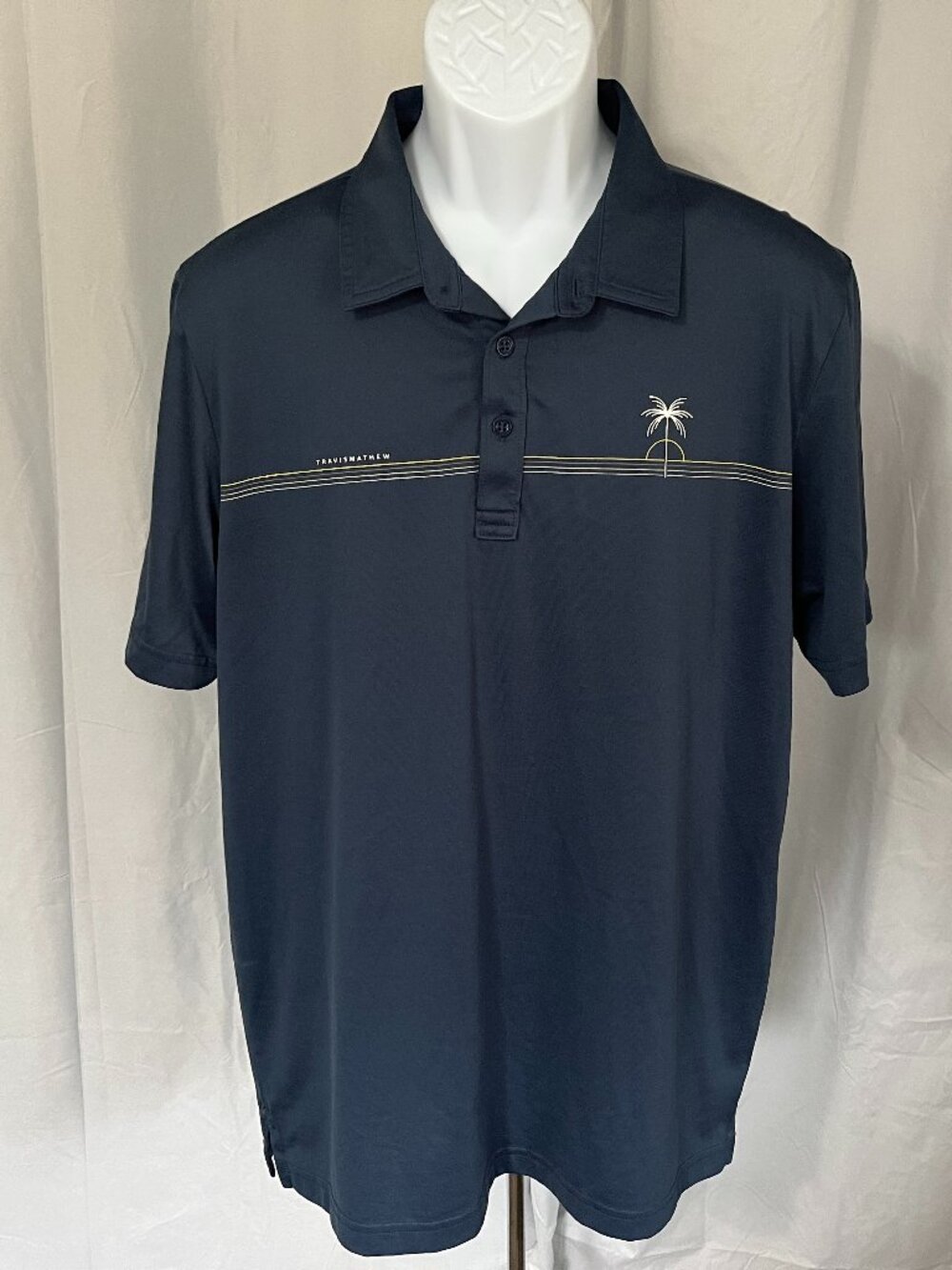 ⛳ Travis Mathew Men’s Golf Polo L Blue Beachy Vibe Short Sleeve Performance 🏌️